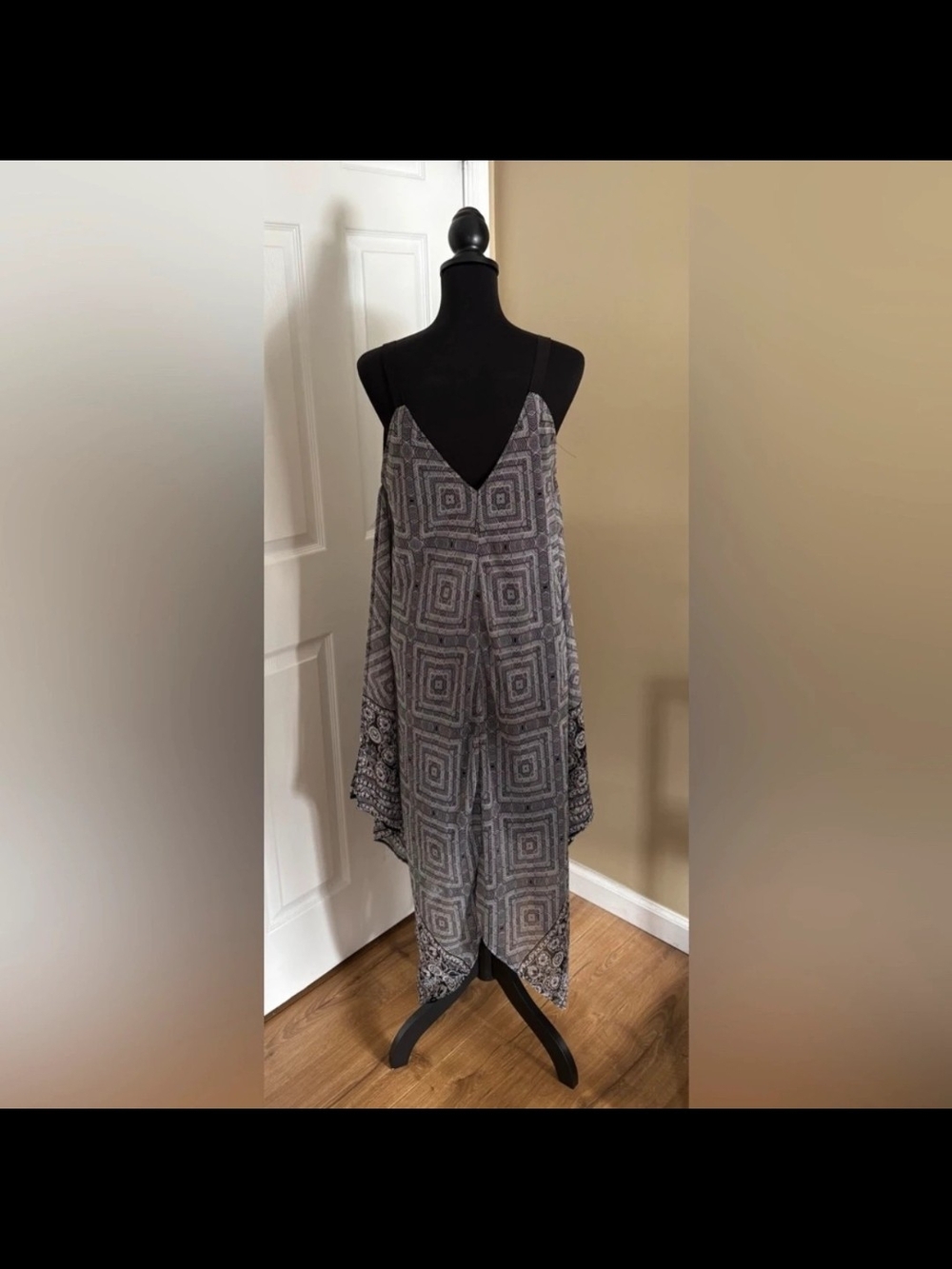 Gray Geometric Asymmetrical Slip Dress
